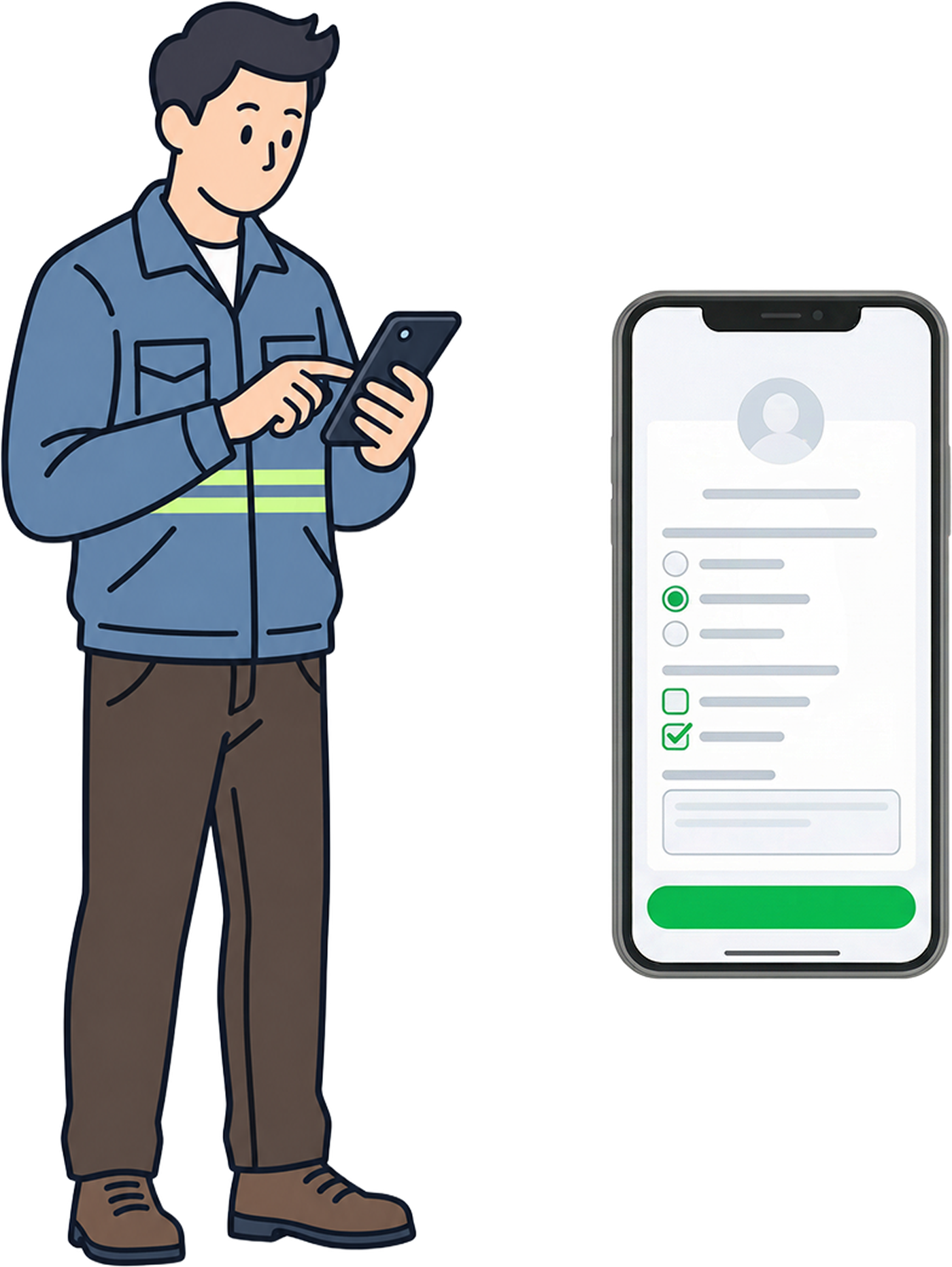 LINEで週次サーベイに回答する現場の従業員